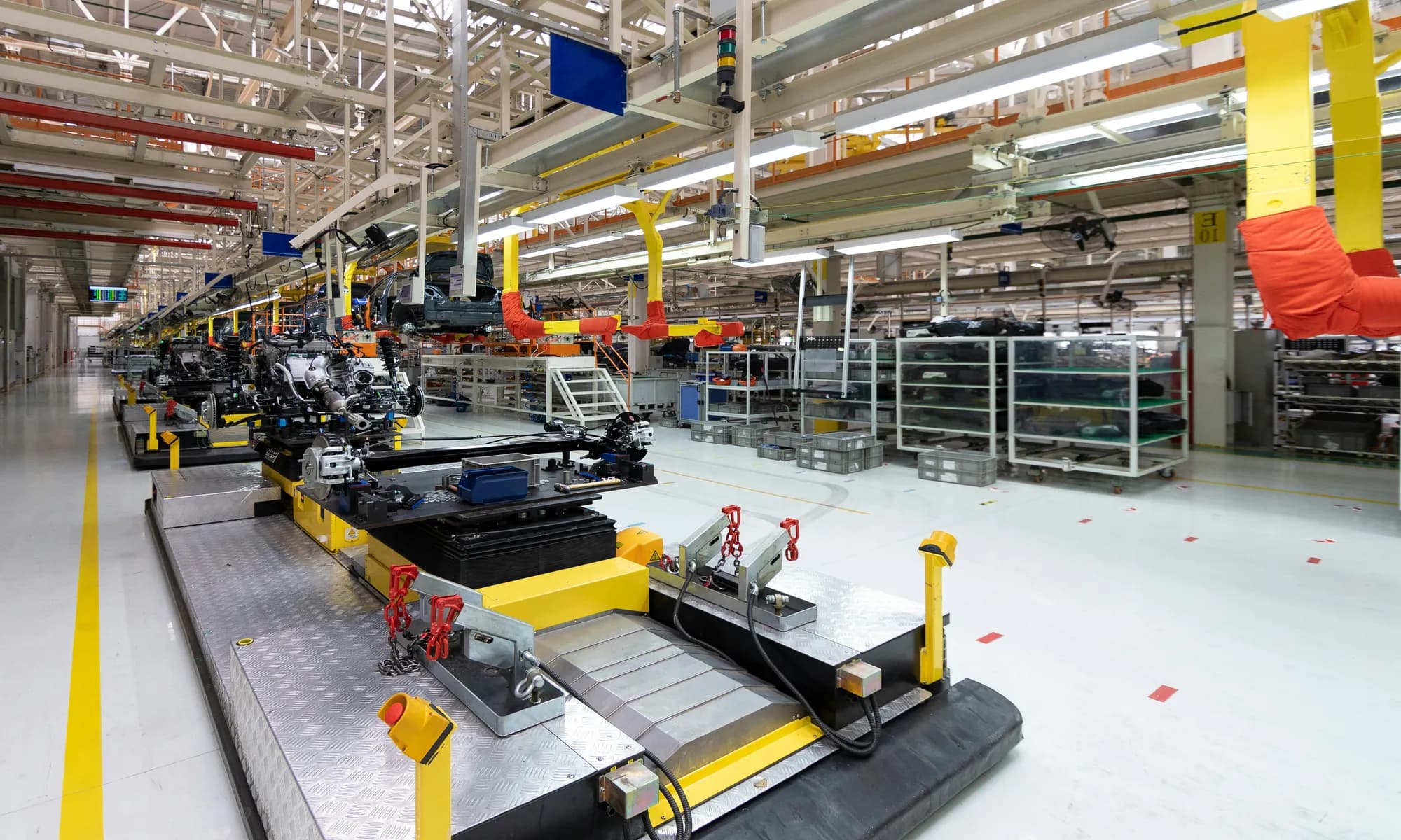 Modern manufacturing facility with advanced robotics and automation